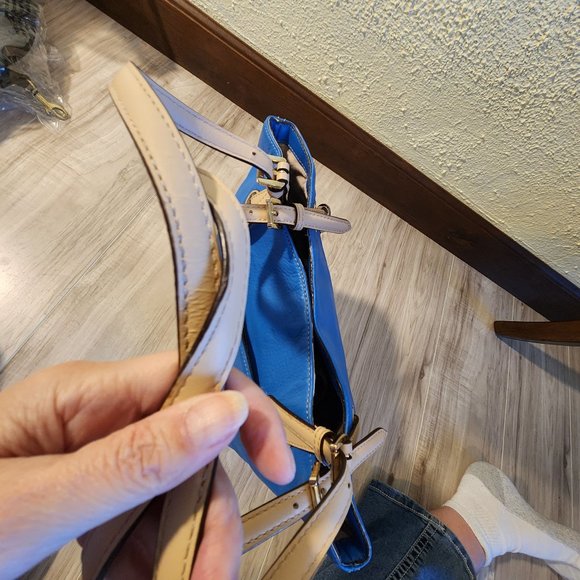 Michael Kors Blue Leather Shoulder Bag Purse - Picture 8 of 12